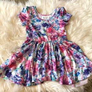 Dot dot smile floral watercolor dress 12/24M